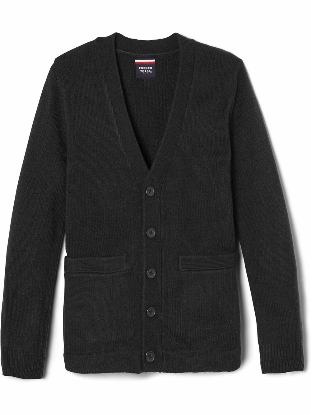 Kids Black V‑Neck Button Cardigan Sweater